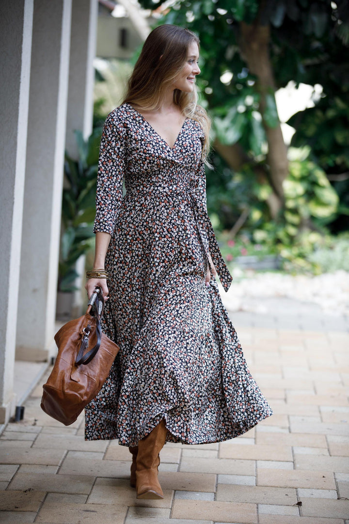 Carrie Dress - Floral Brown