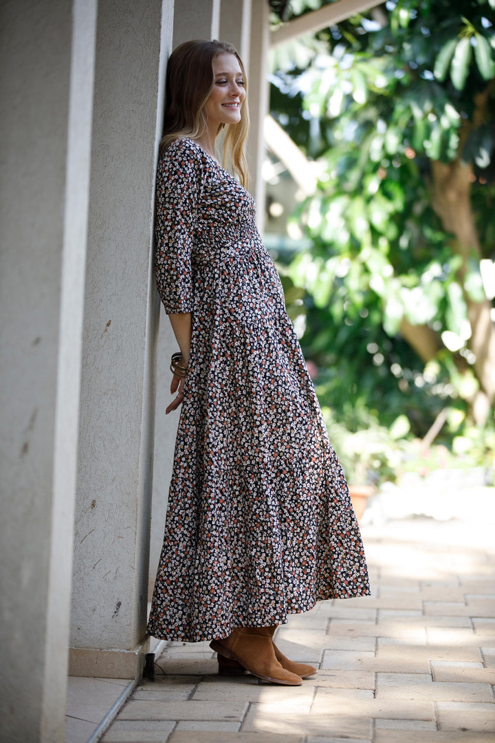 Carrie Dress - Floral Brown