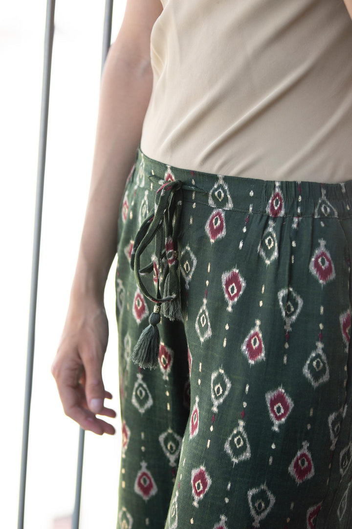 Gabi Pants - Bottle Green & Gold