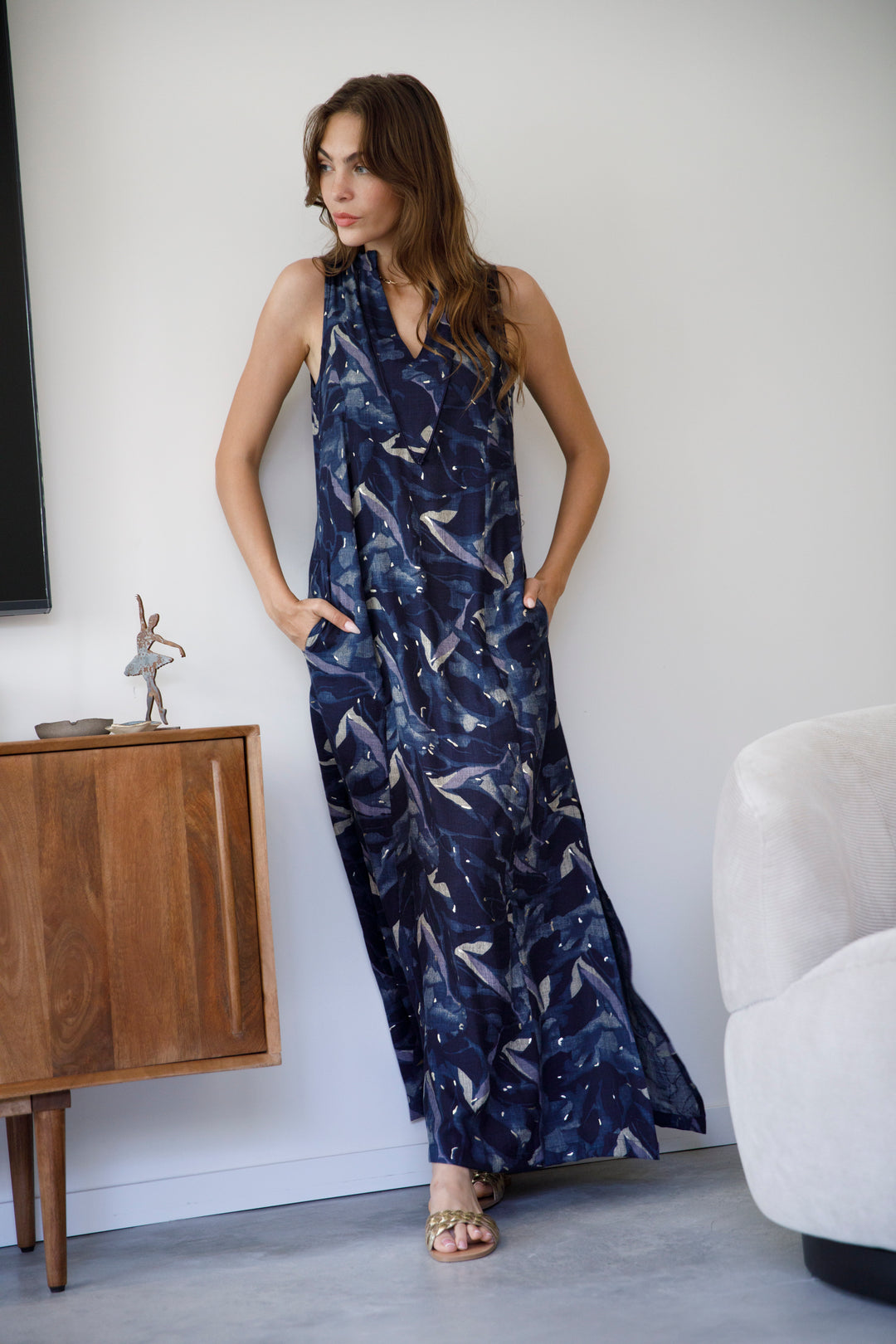 Sahara Dress - Blue & Gold