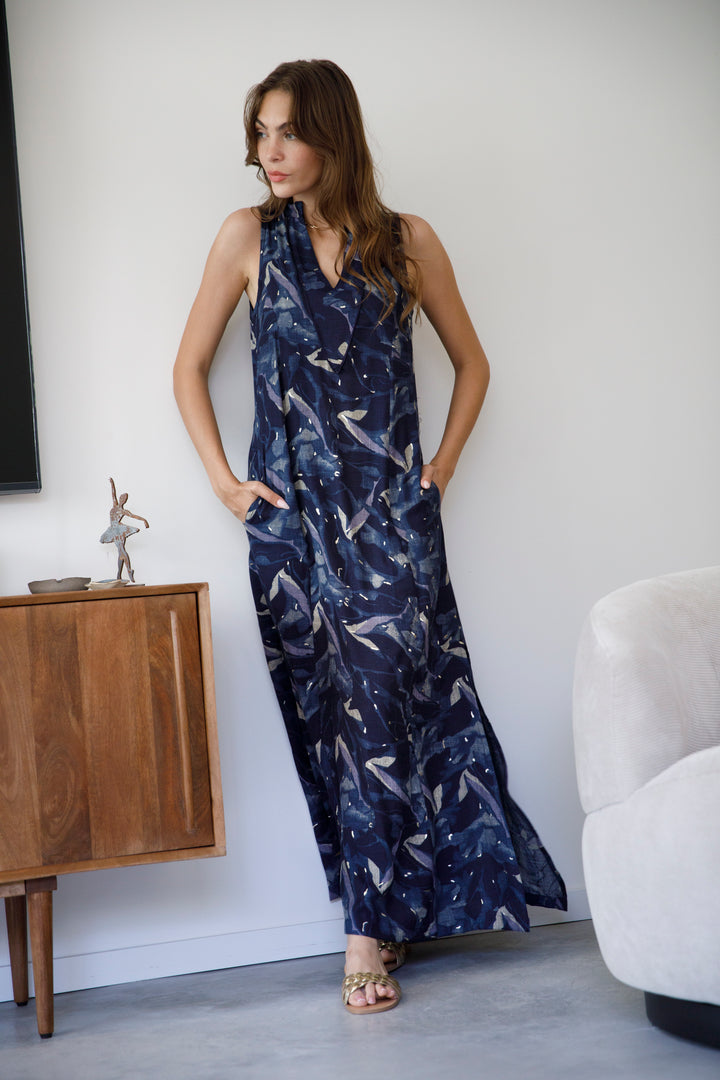 Sahara Dress - Blue & Gold