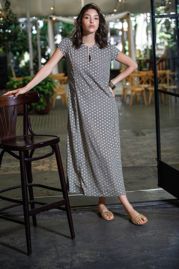 Leyla Dress - Black & Gold