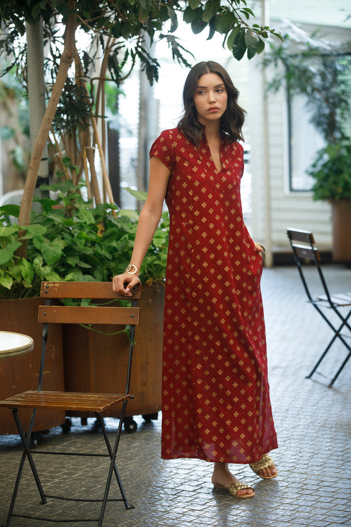 Noor Caftan - Burgundy Gold