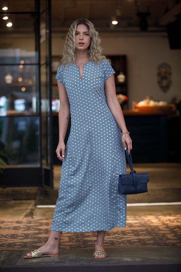 Leyla Dress - Blue & Gold