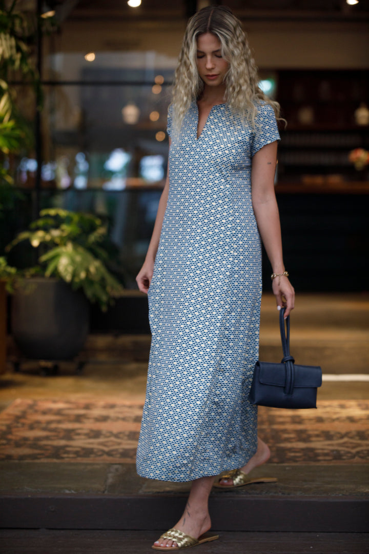 Leyla Dress - Blue & Gold