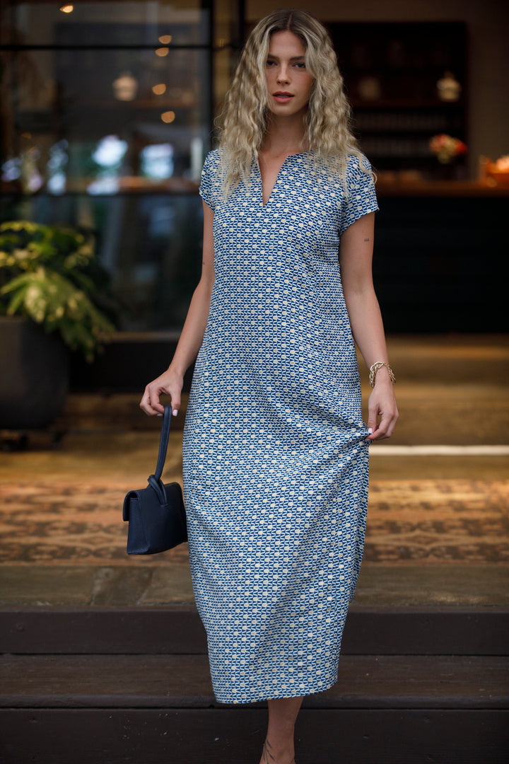 Leyla Dress - Blue & Gold