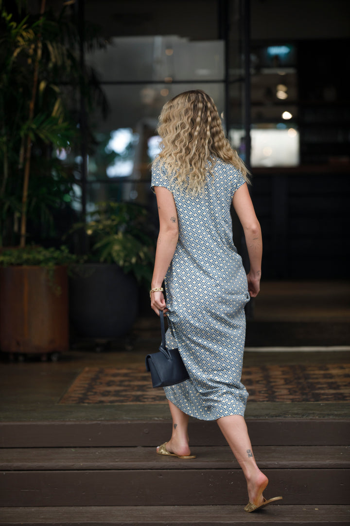 Leyla Dress - Blue & Gold