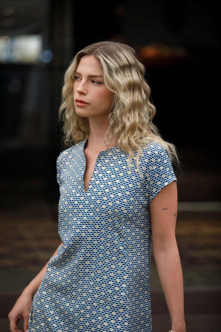 Leyla Dress - Blue & Gold