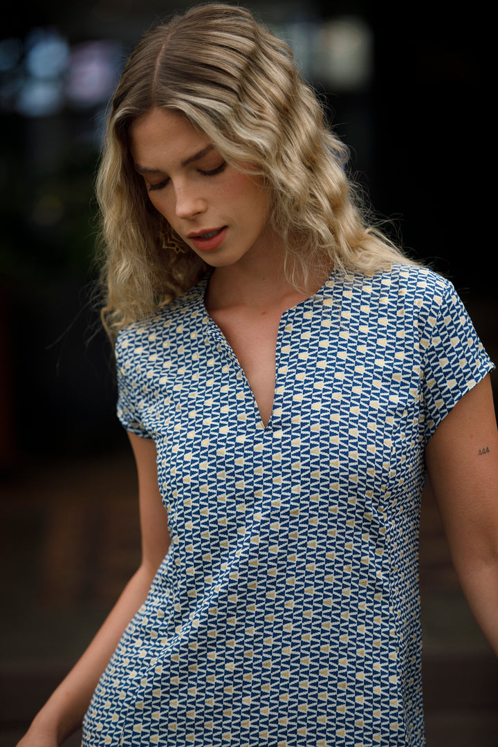 Leyla Dress - Blue & Gold