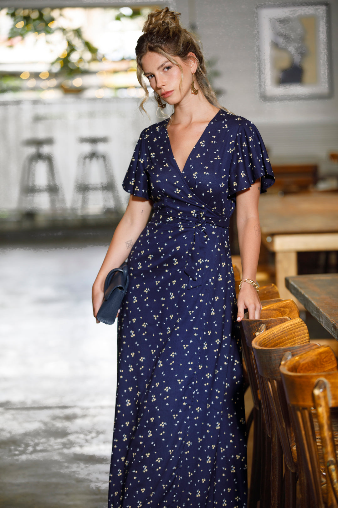 Melody Wrap Dress - Dark Blue