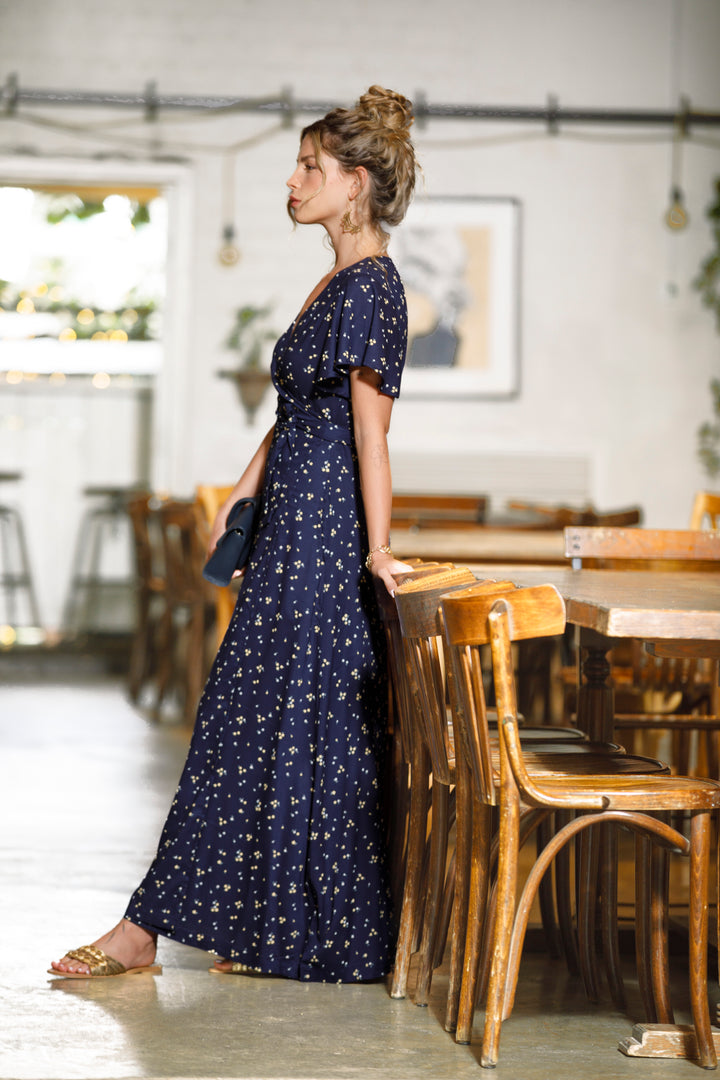 Melody Wrap Dress - Dark Blue