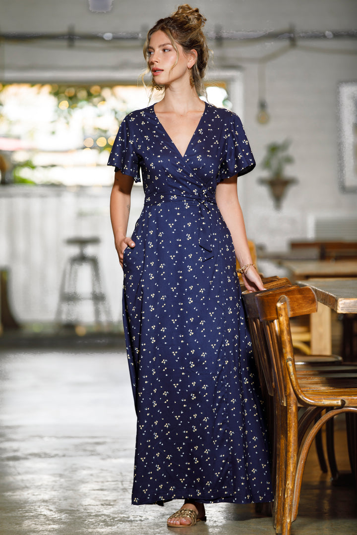Melody Wrap Dress - Dark Blue