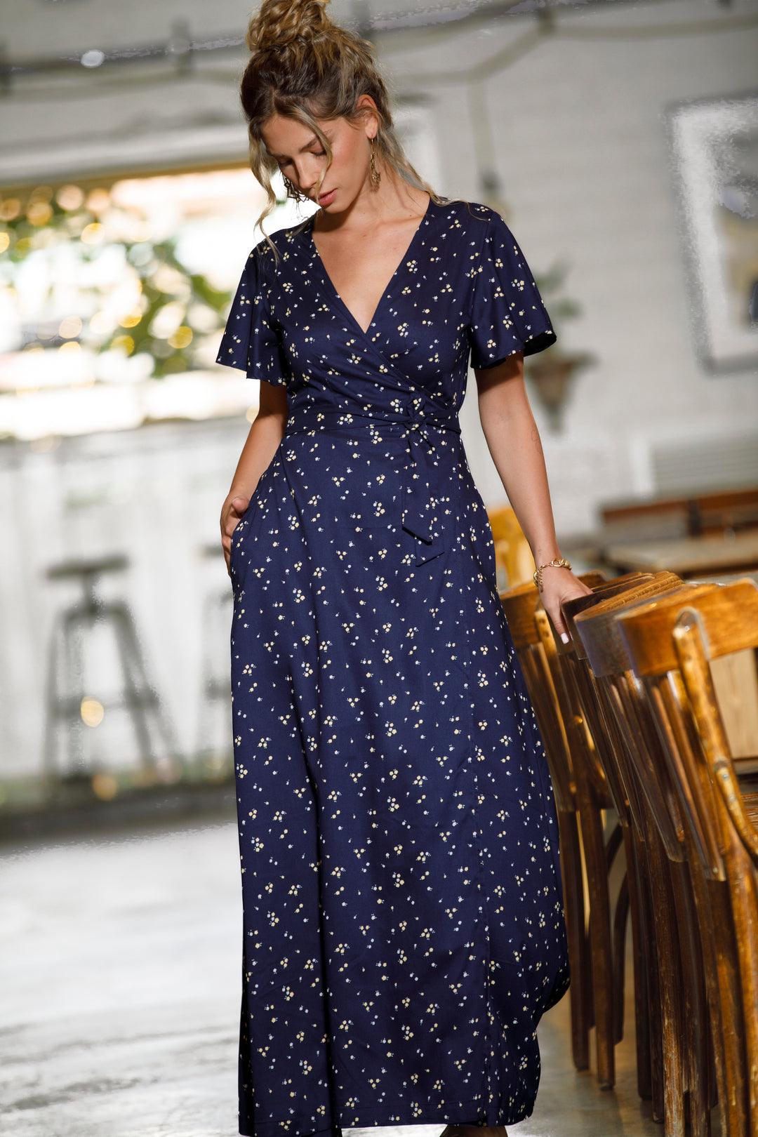 Melody Wrap Dress - Dark Blue