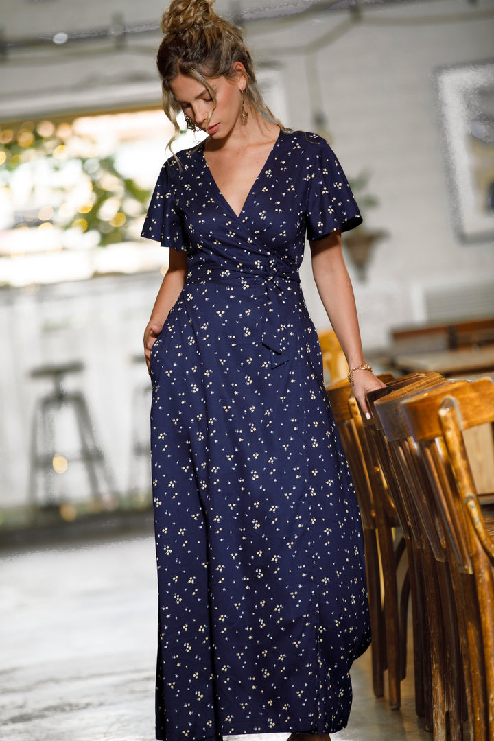 Melody Wrap Dress - Dark Blue