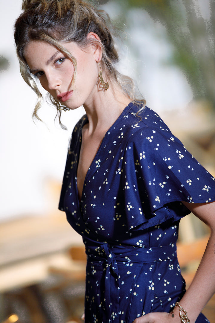 Melody Wrap Dress - Dark Blue