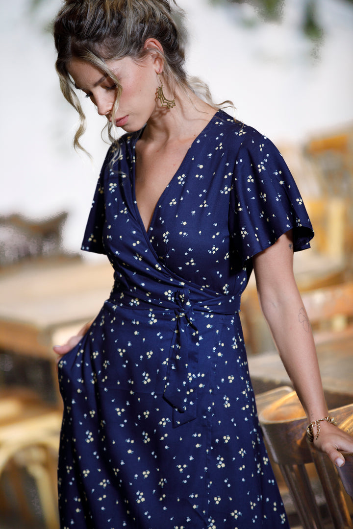 Melody Wrap Dress - Dark Blue