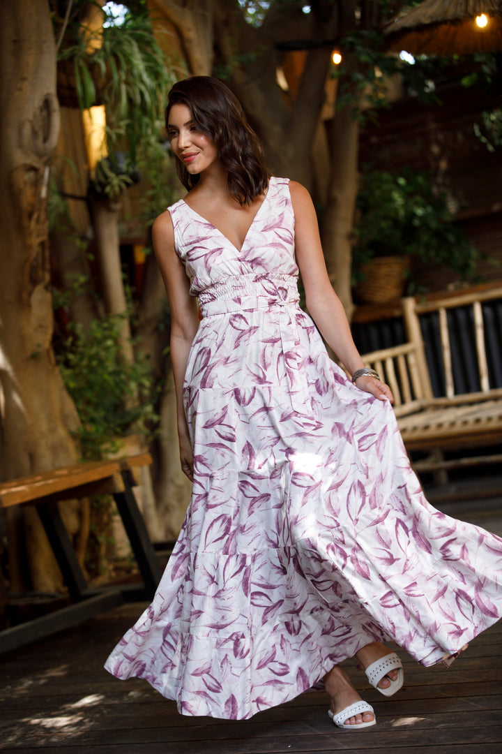 Carrie Dress - White Lavender