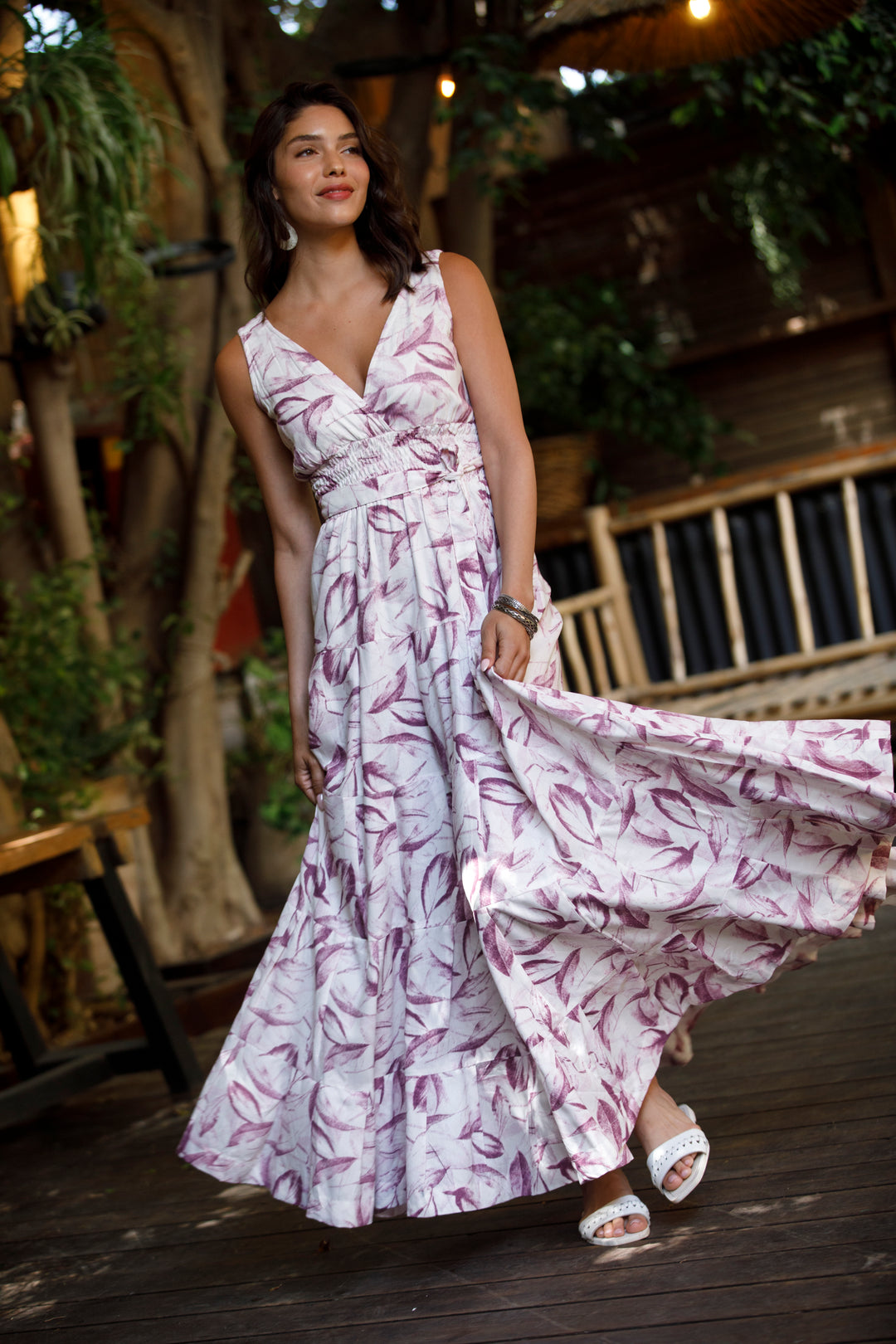 Carrie Dress - White Lavender