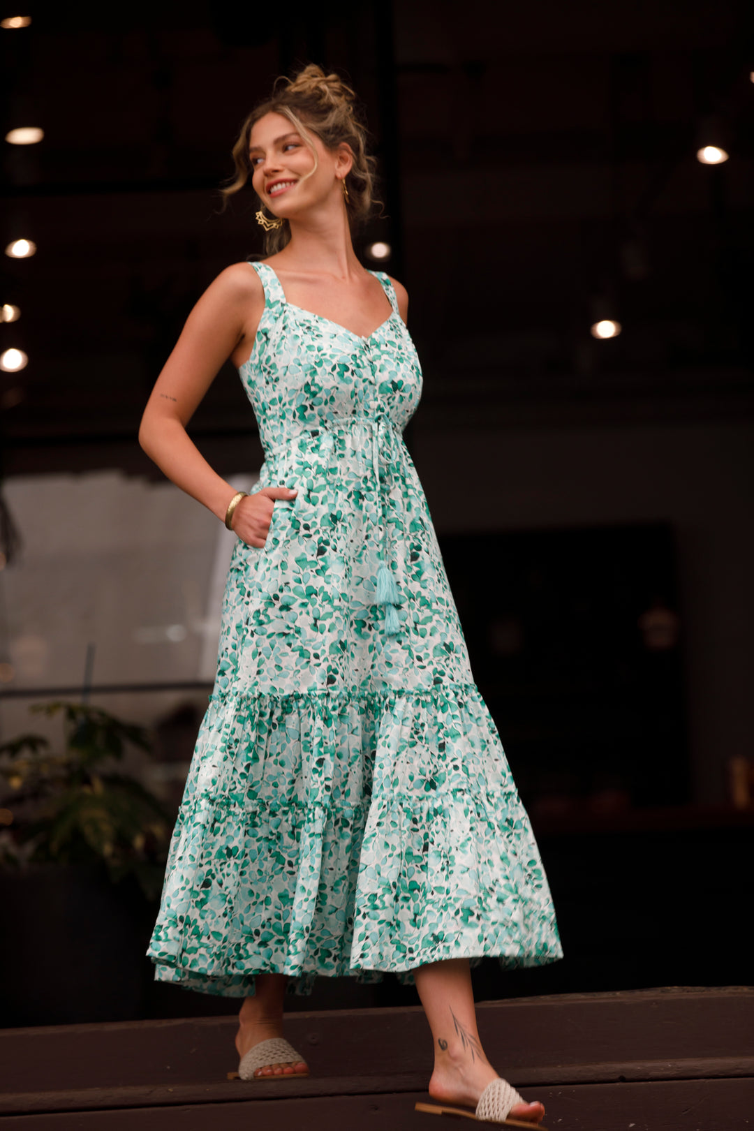 Isabella Dress - Floral Green