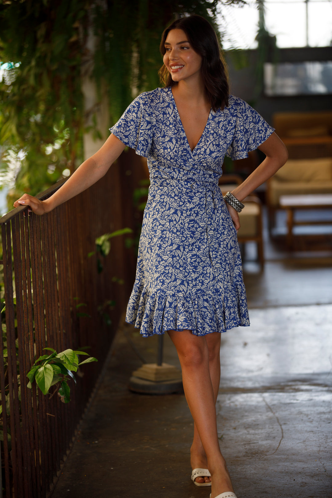 Melody Mini Dress - Royal Flower