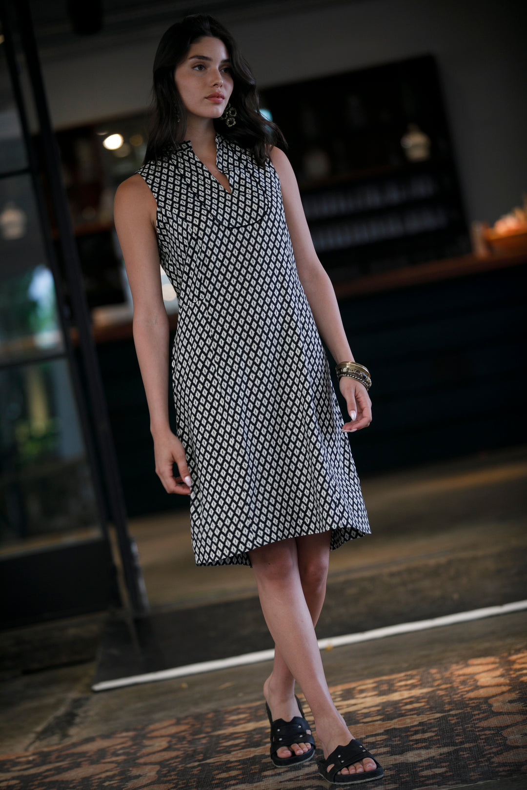 Noor Mini Dress - Black & White