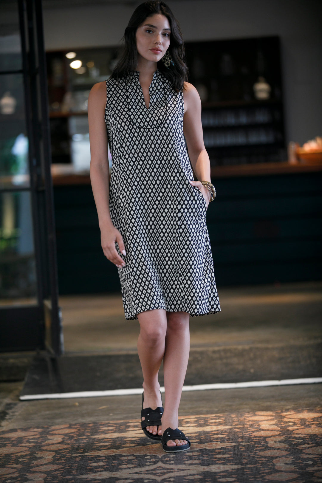 Noor Mini Dress - Black & White