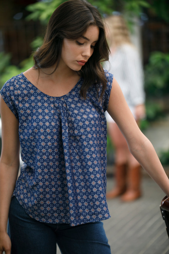 Tanya Shirt - Blue & Gold