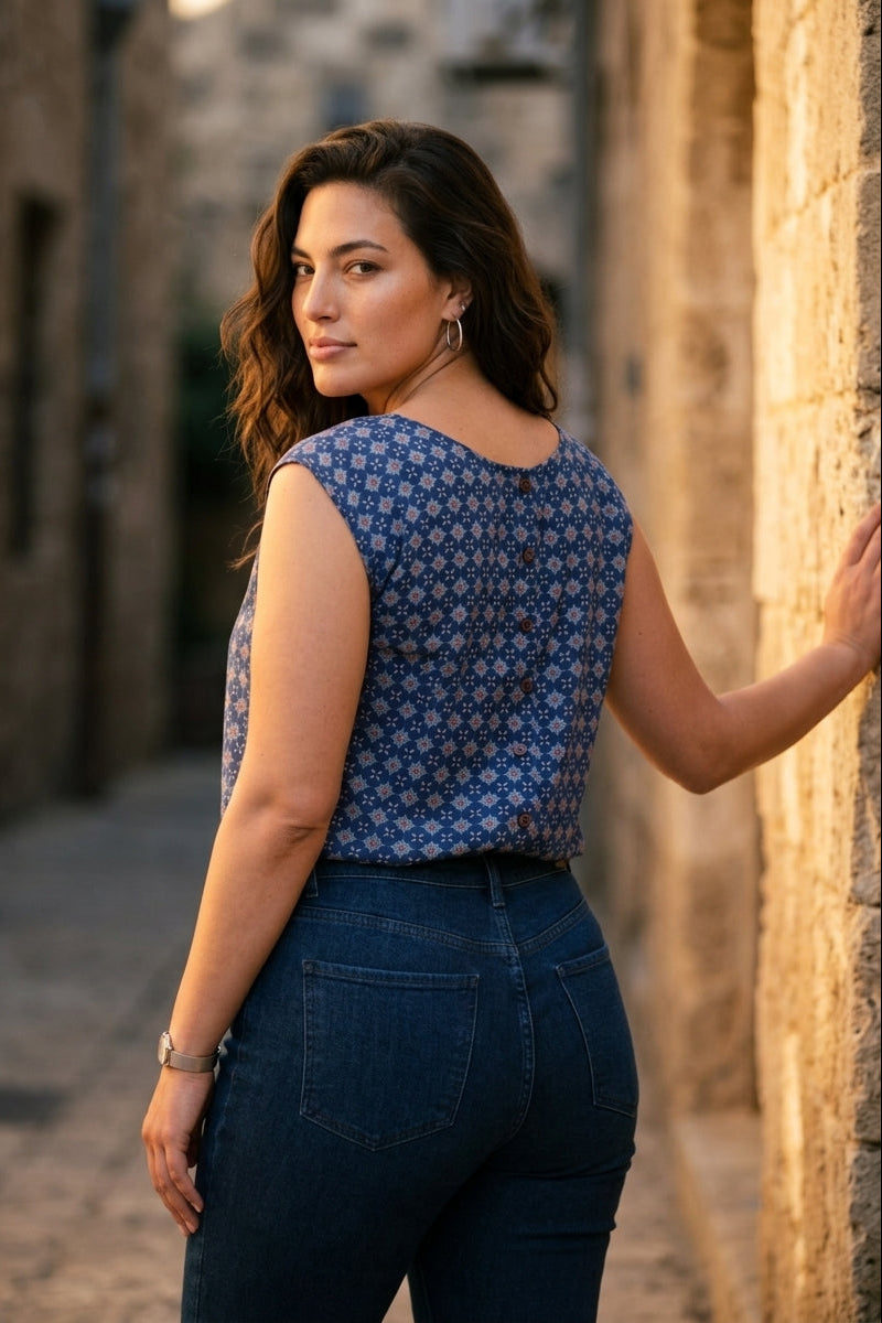 Tanya Shirt - Blue & Gold