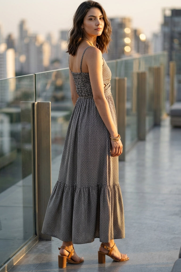 Rahni Maxi Dress - Black & Gold
