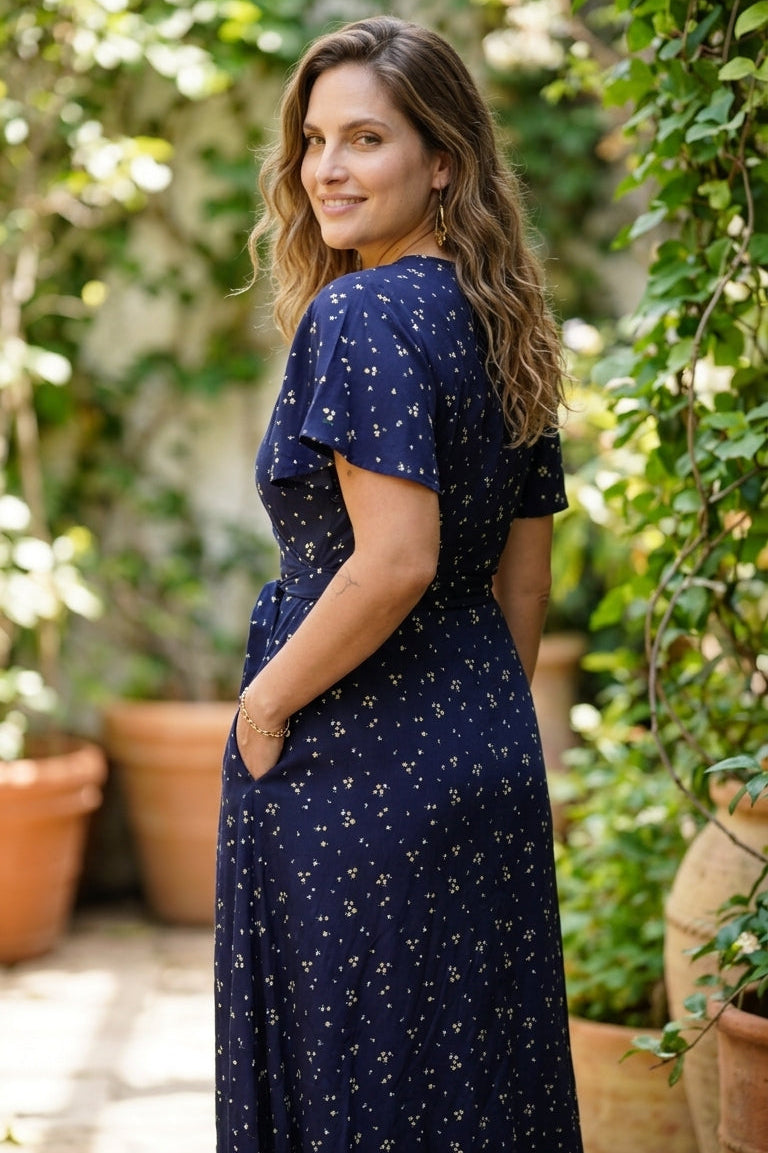 Melody Wrap Dress - Dark Blue