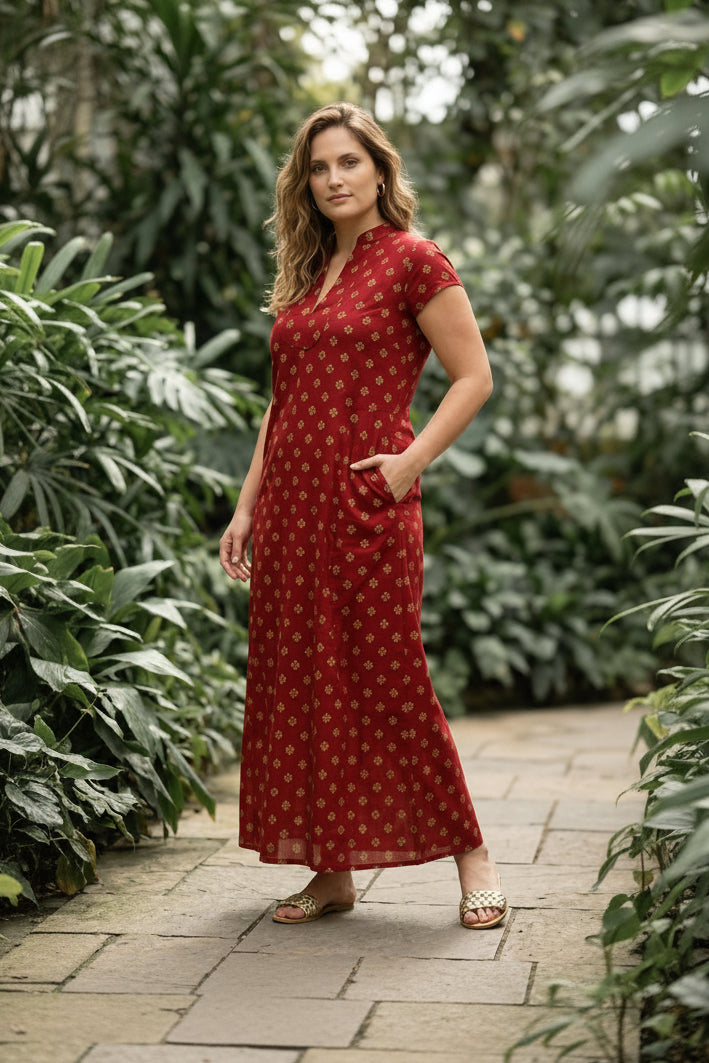 Noor Caftan - Burgundy Gold