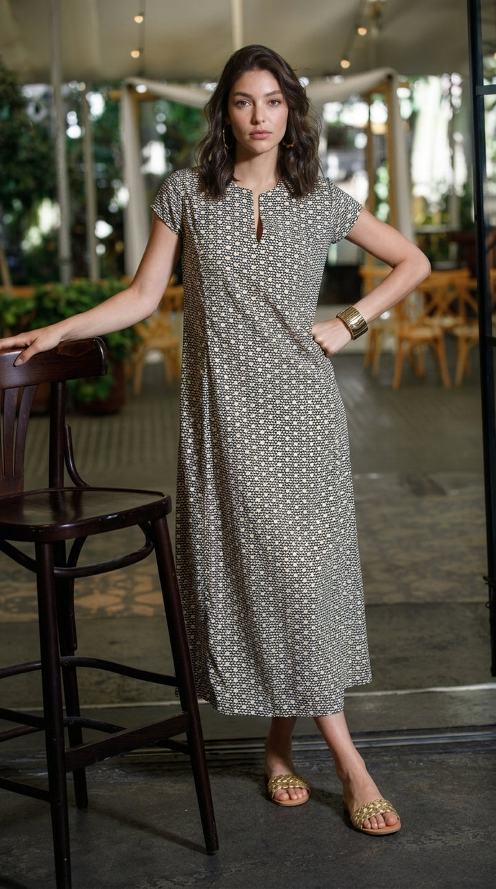 Leyla Dress - Black & Gold
