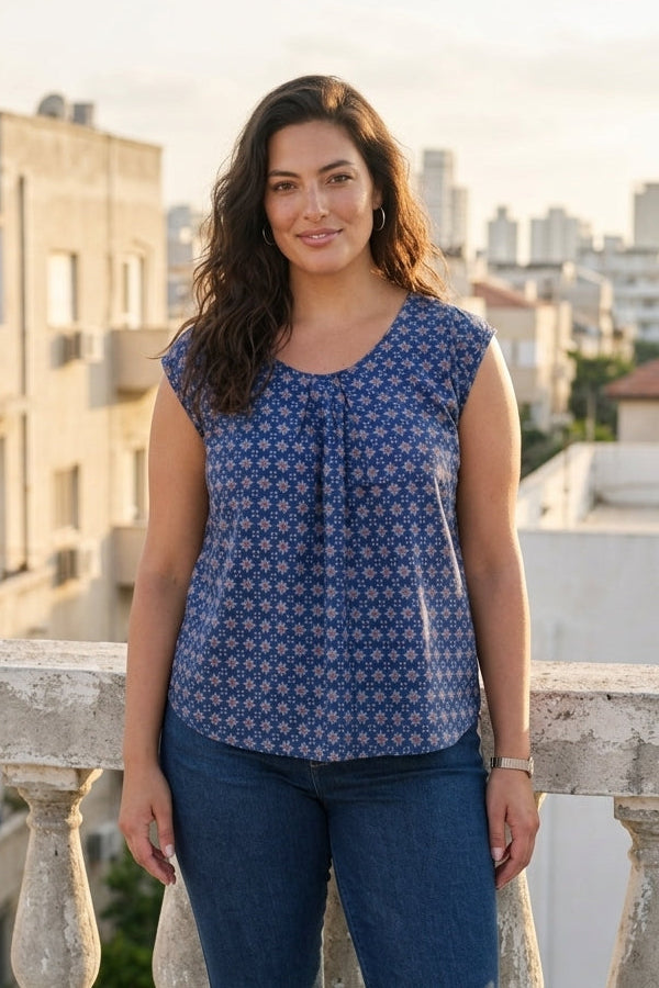 Tanya Shirt - Blue & Gold