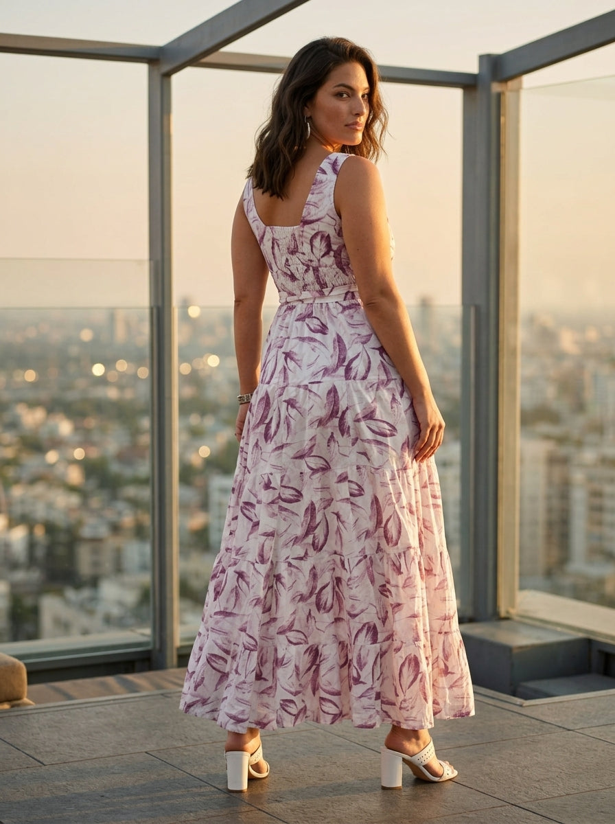 Carrie Dress - White Lavender