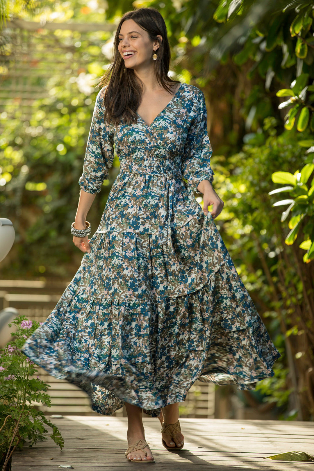 Carrie Dress - Green Bouquet