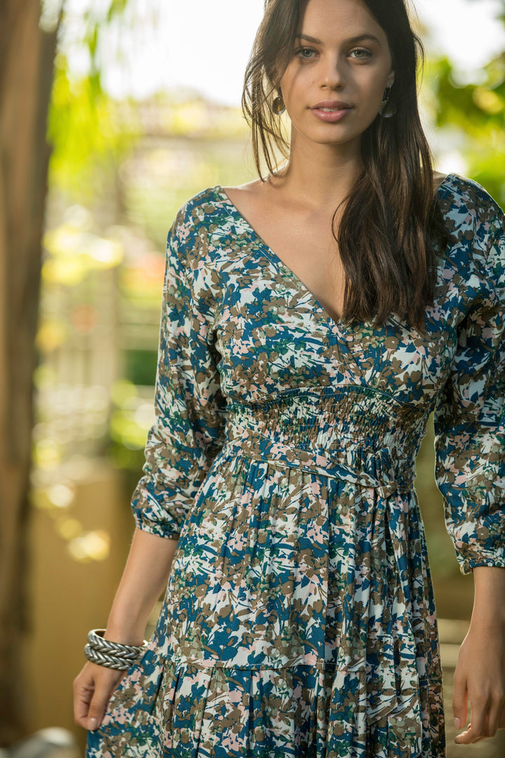 Carrie Dress - Green Bouquet