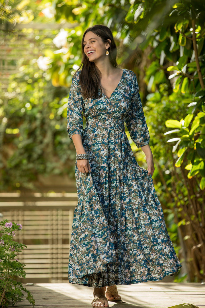 Carrie Dress - Green Bouquet