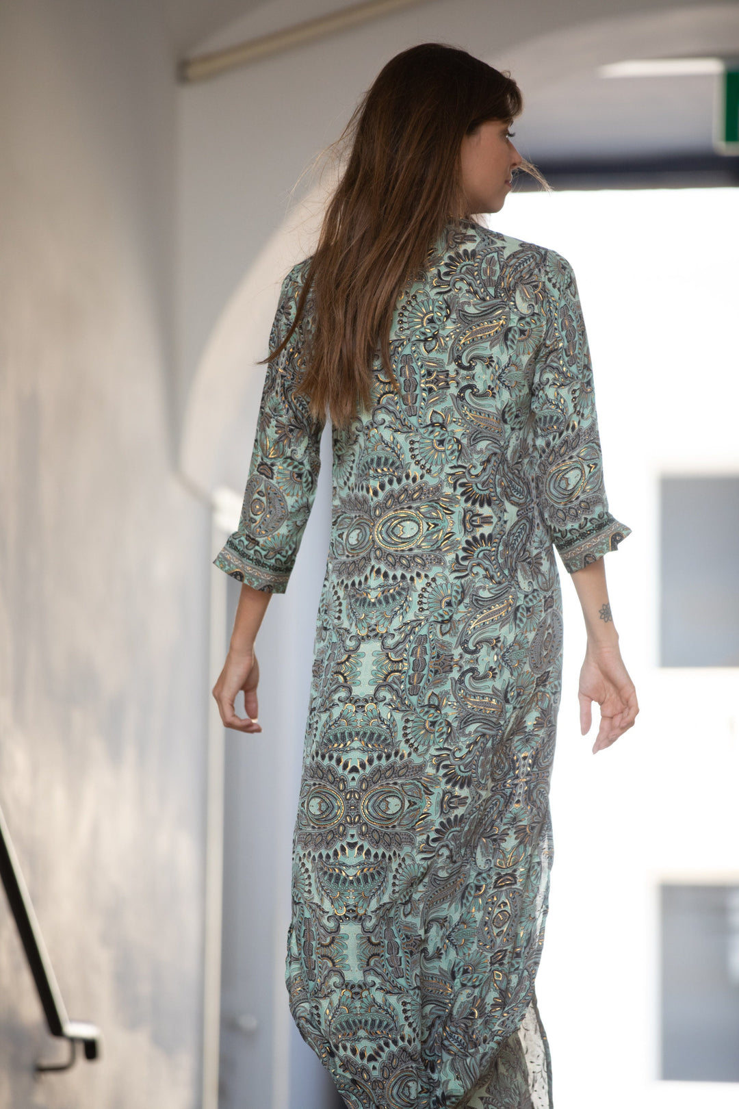 Leyla Dress - Mint Green & Gold