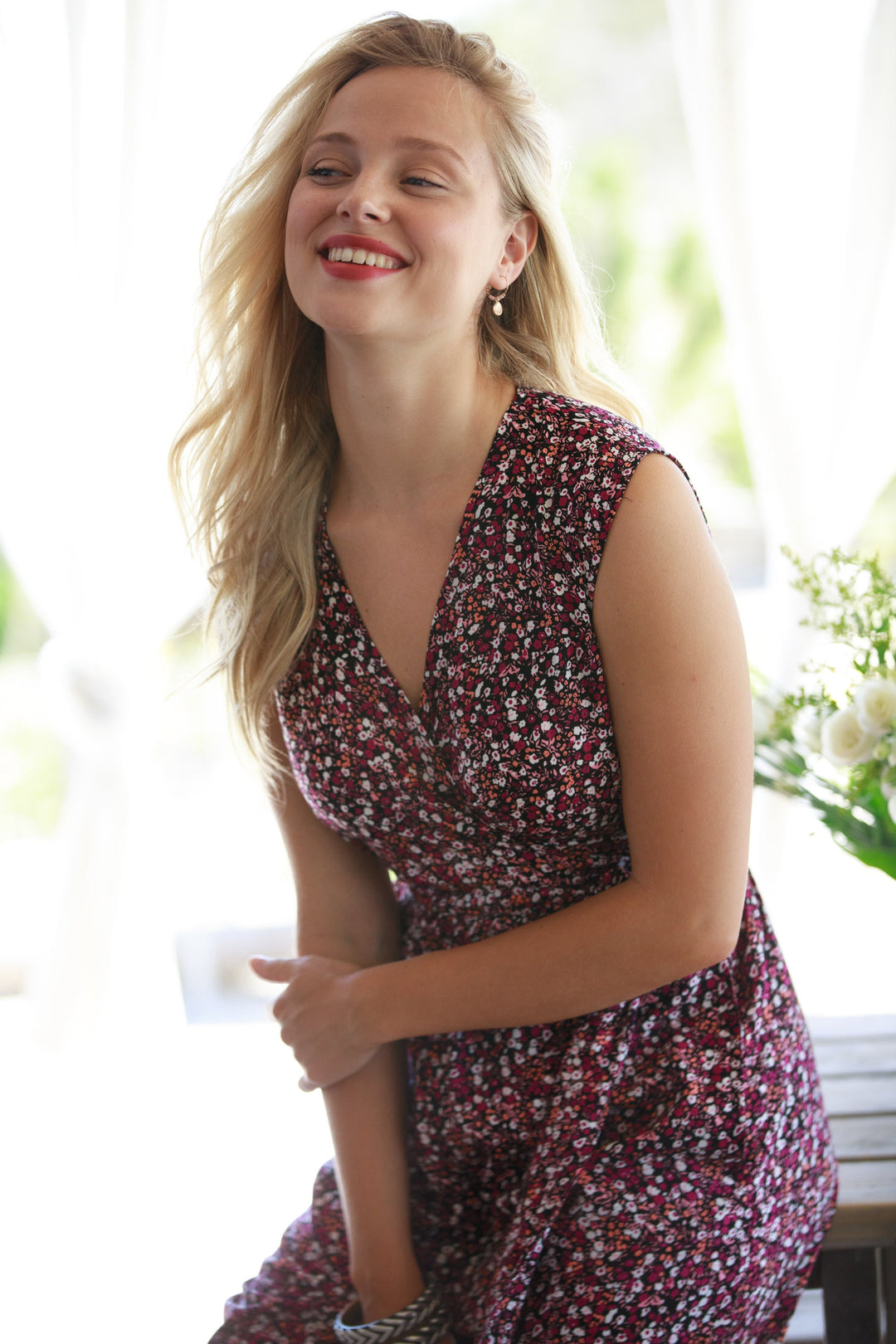 Mary Lou Jumpsuit - Maroon & Pink