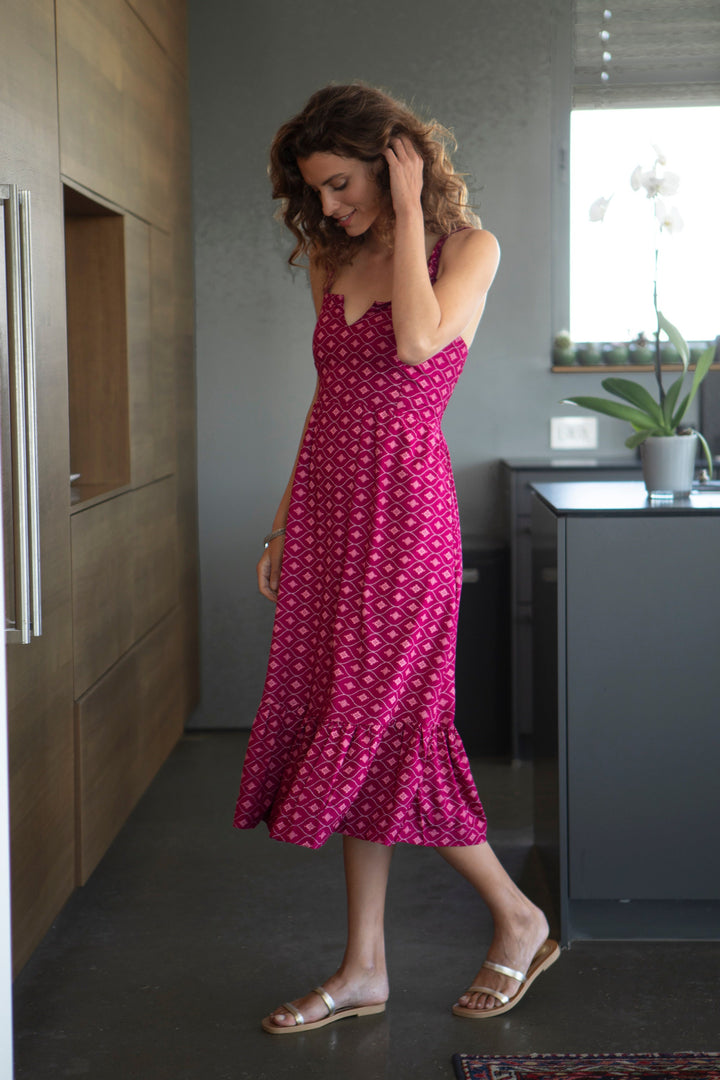 Valeria Dress - Geometric Magenta