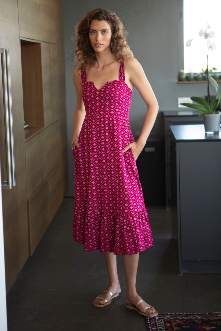 Valeria Dress - Geometric Magenta