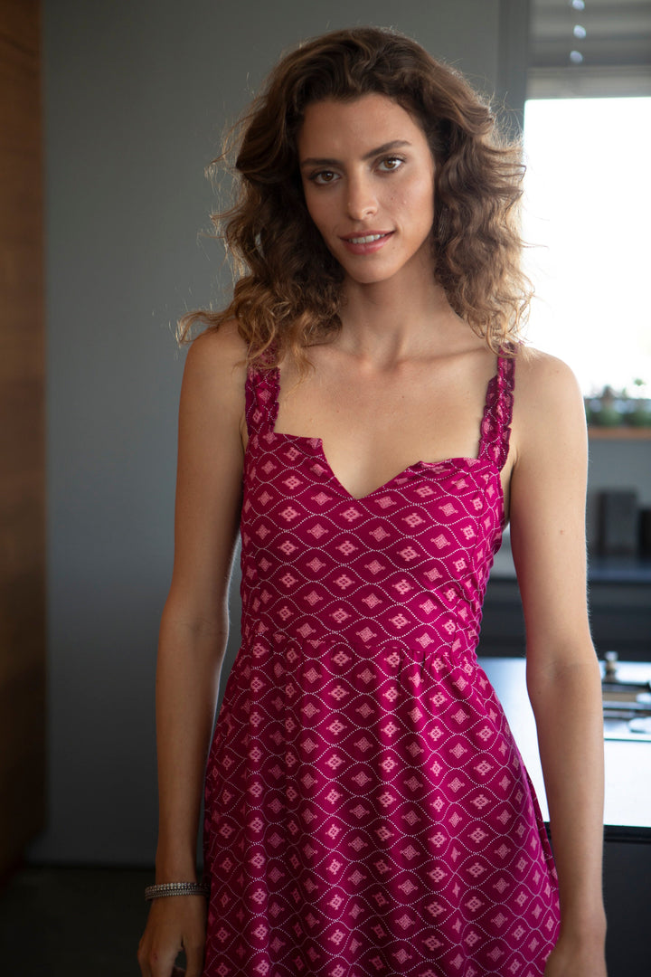 Valeria Dress - Geometric Magenta
