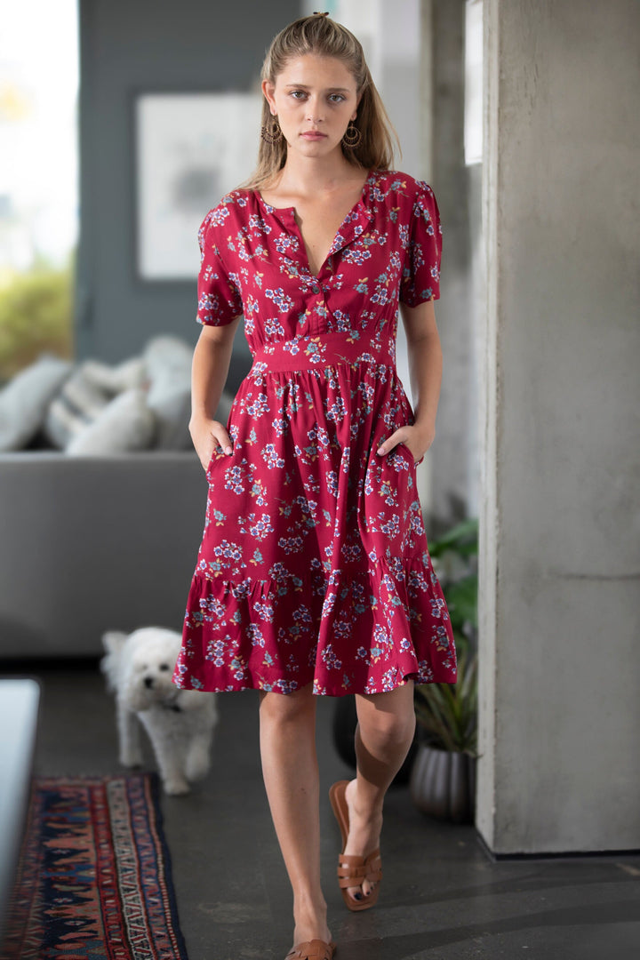 Nina Dress - Deep Red