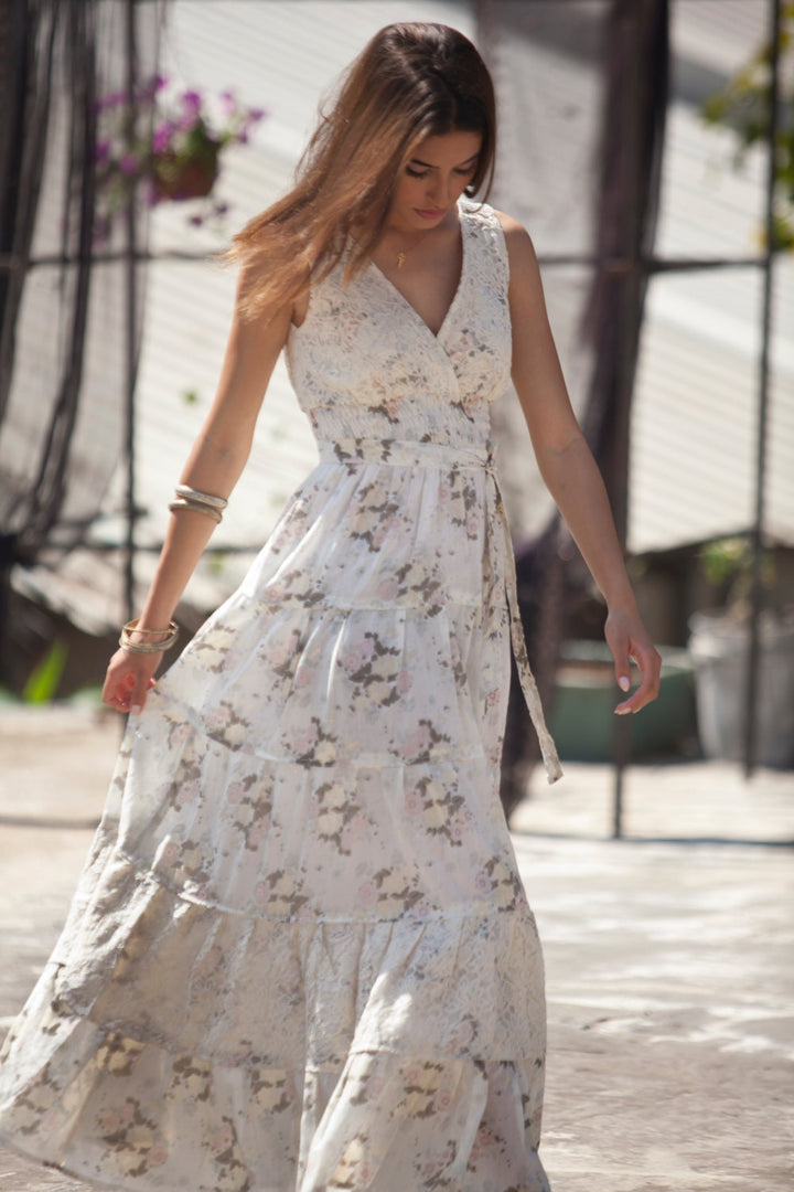 Carrie Dress - Floral Cream