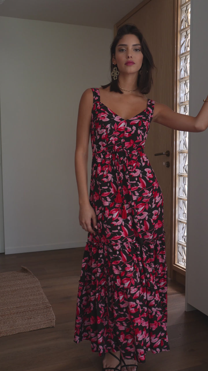 Isabella Dress - Black & Red