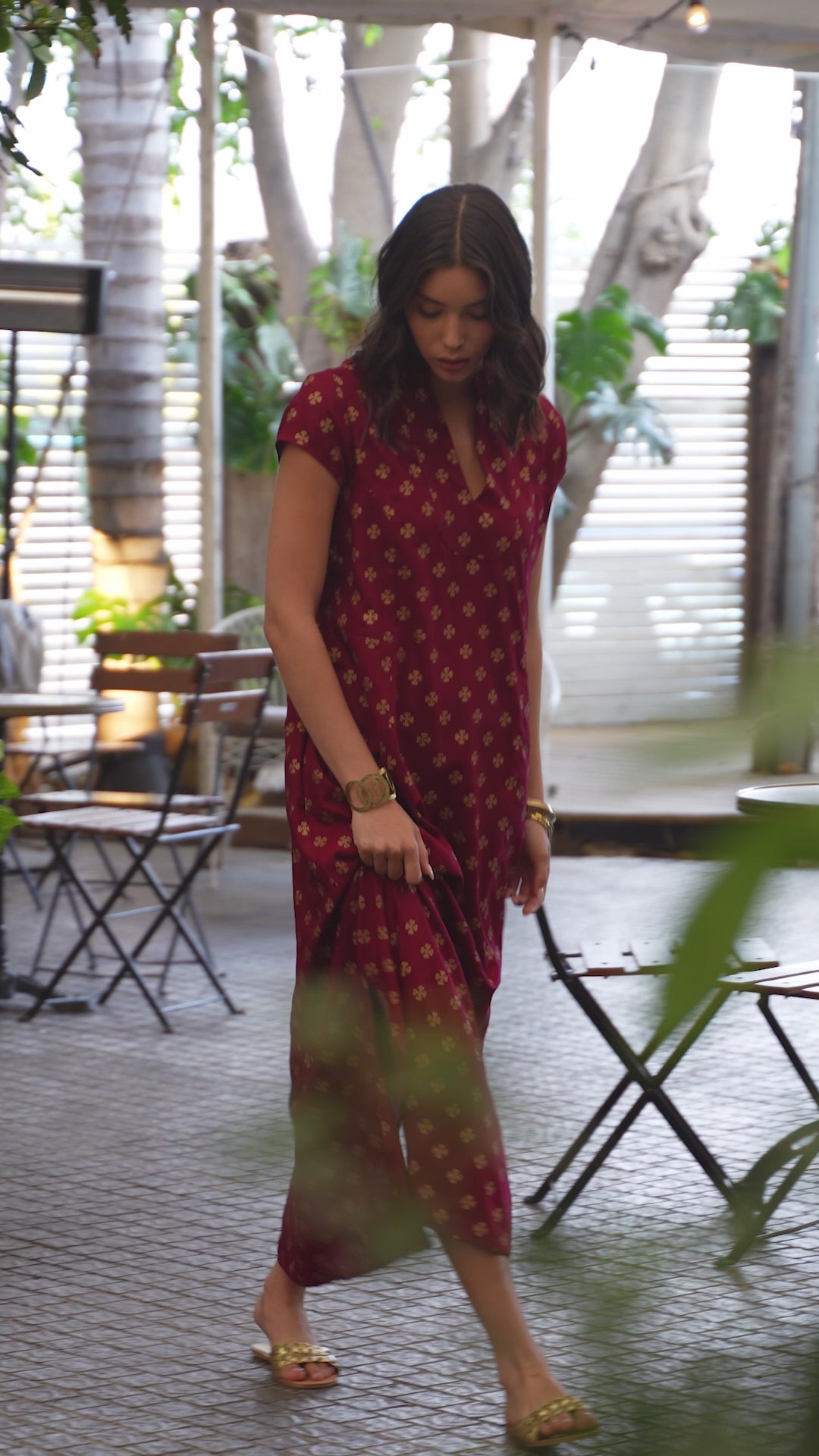 Noor Caftan - Burgundy Gold