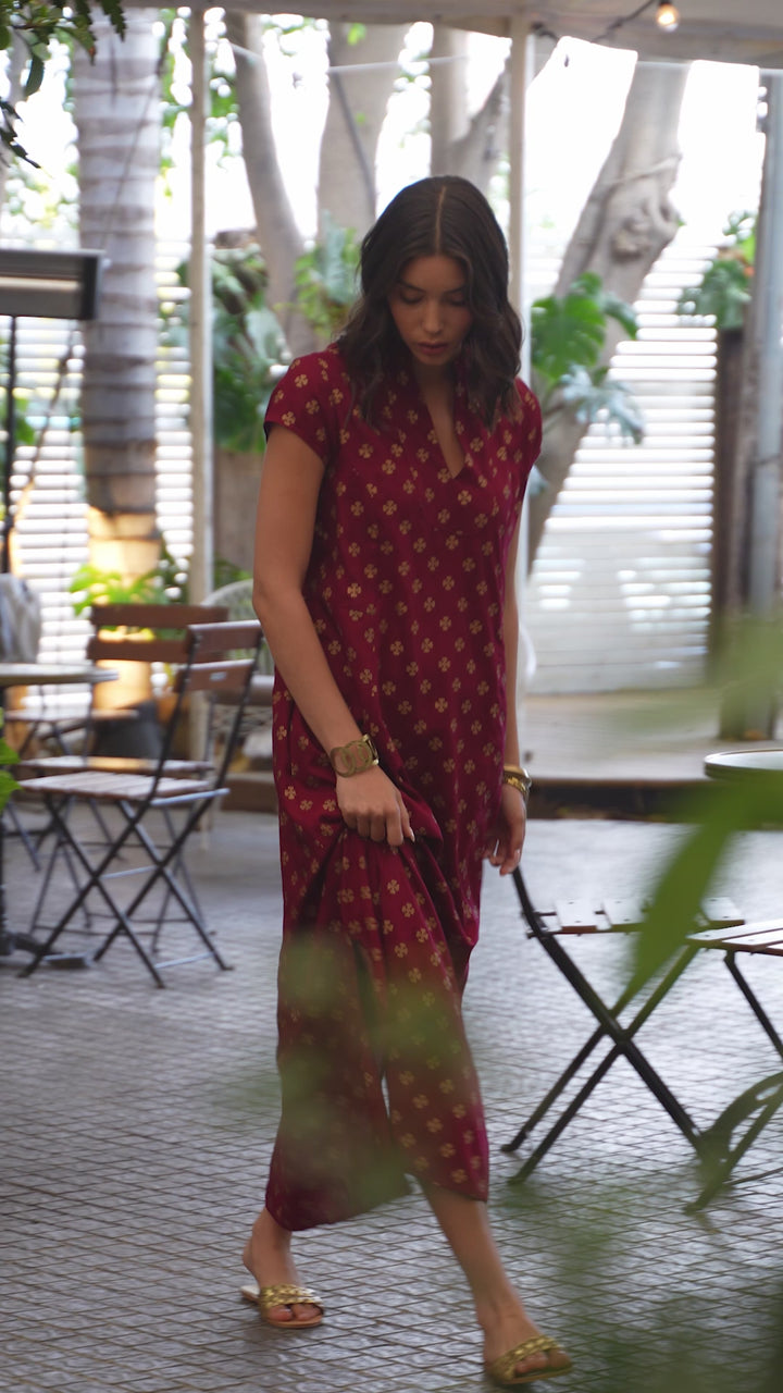 Noor Caftan - Burgundy Gold