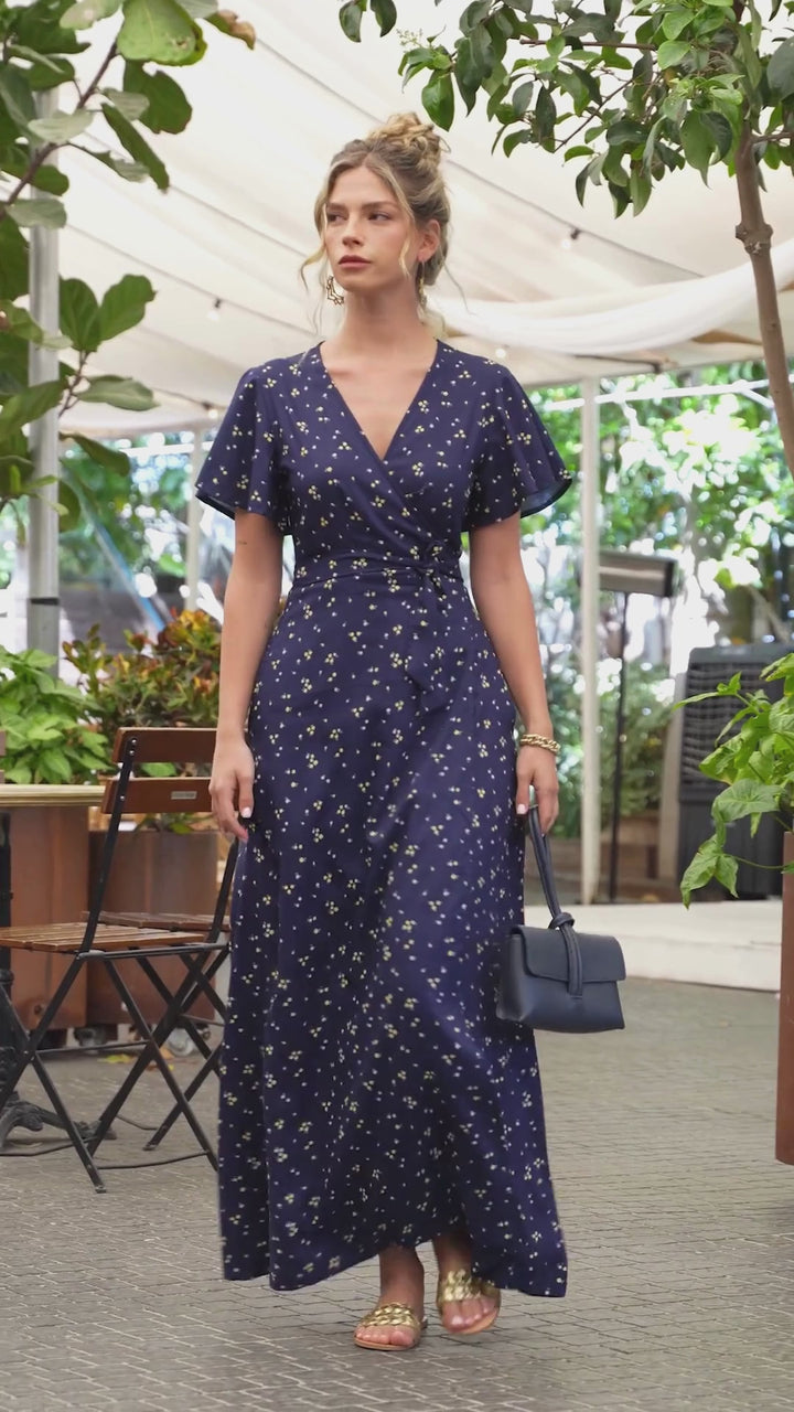 Melody Wrap Dress - Dark Blue