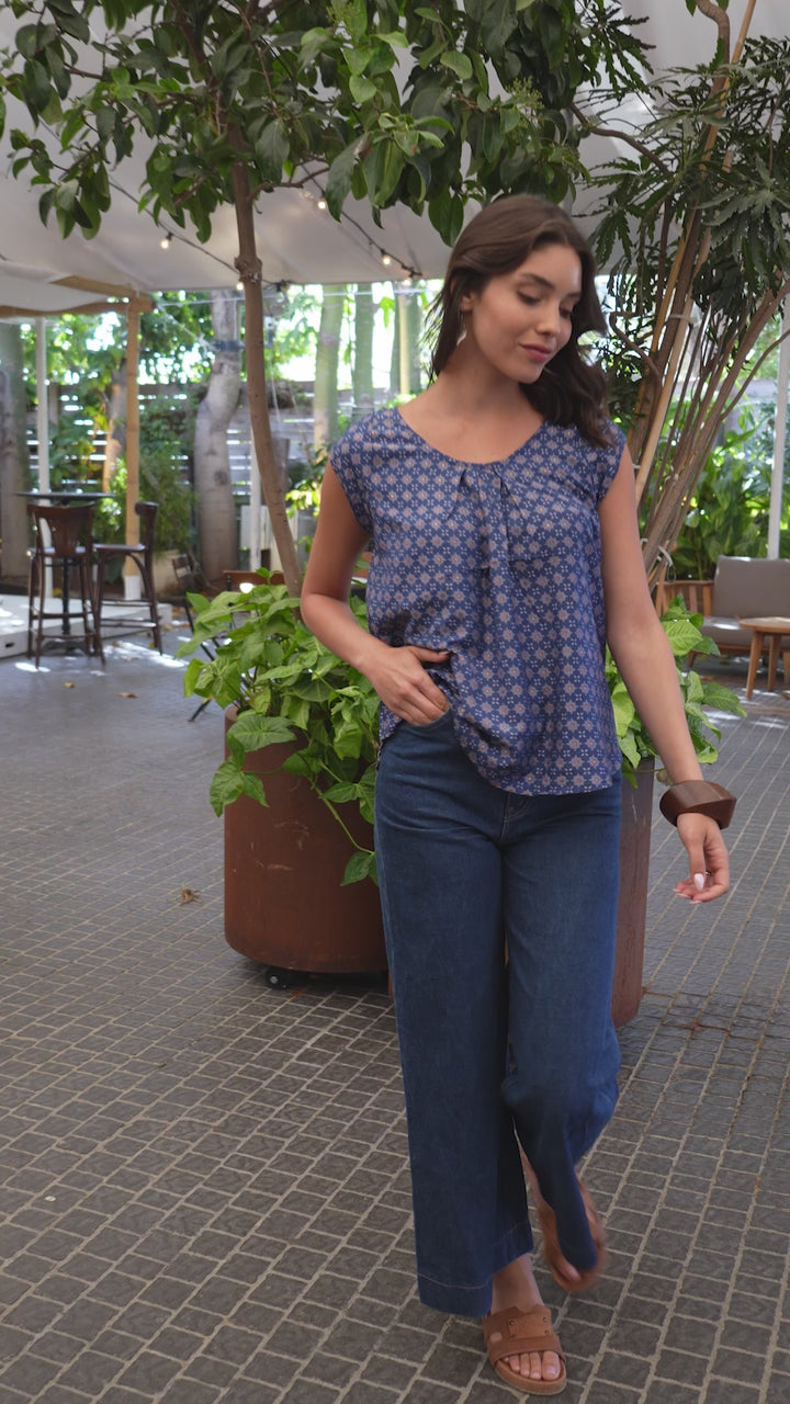 Tanya Shirt - Blue & Gold